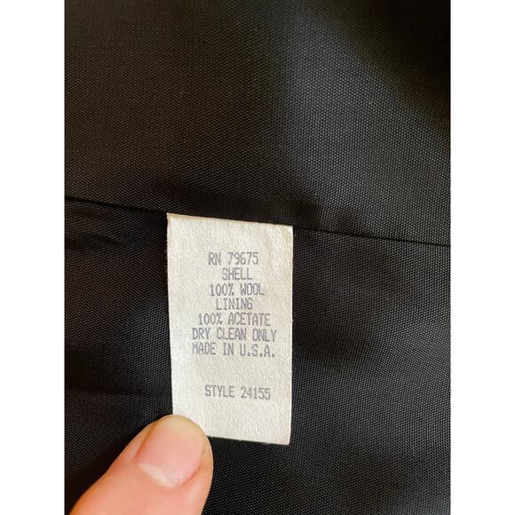 Albert Nipon Studio Black Wool Long Coat 14P USA Made Vintage Classic - Picture 10 of 10